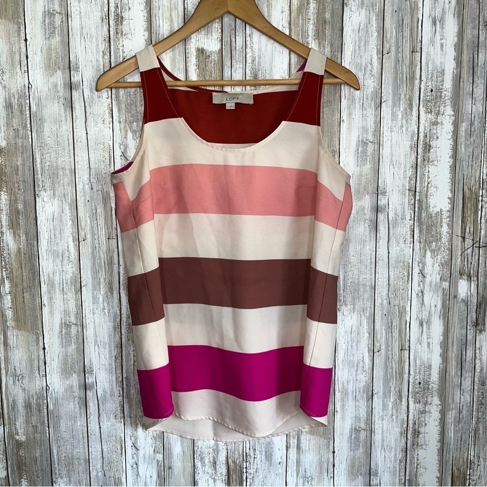 Loft Stripe Multi Pink Shade Sleeveless Blouse
